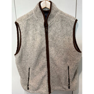 Men's Great Northwest Clothing Co. Beige Brown Fleece Vest L zip front pockets